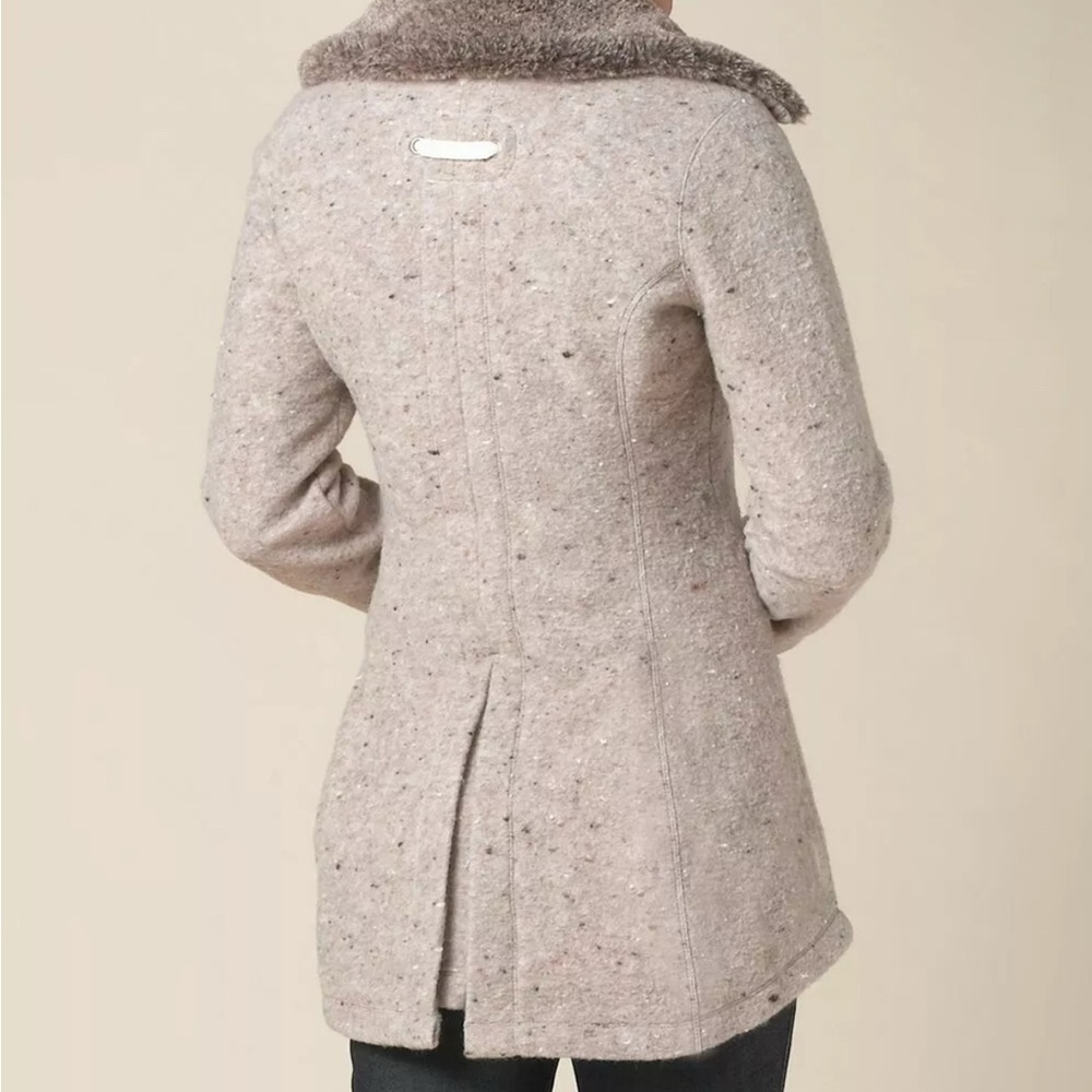 Prana Lisina wool pea coat size small pink faux fur collar - Picture 3 of 11